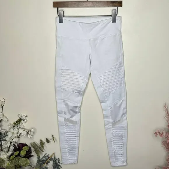 ALO YOGA High Waist Moto Legging White {Q11} - Picture 2 of 5